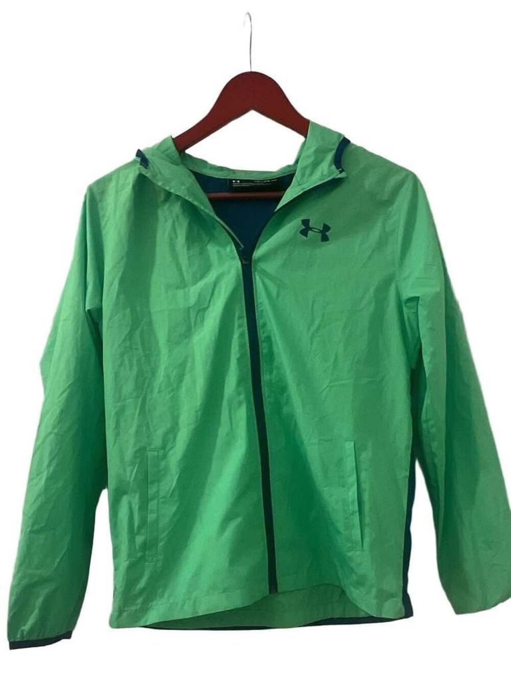Under Armour Sack Pack Jacket Size YXL Green Blue Windbreaker